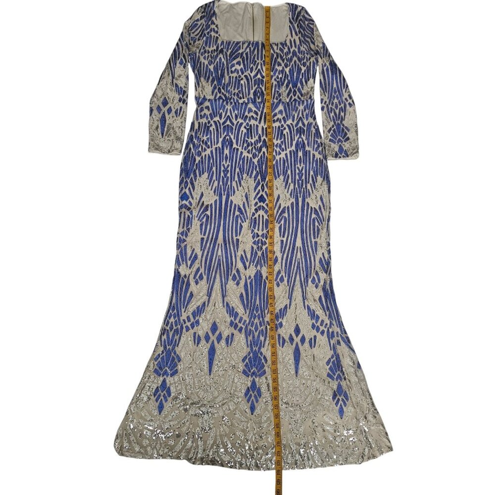 House Of Chic Curve + Plus Blue Sequined Long Sleeve Maxi Dress Size 2XL, NWT - Picture 15 of 16